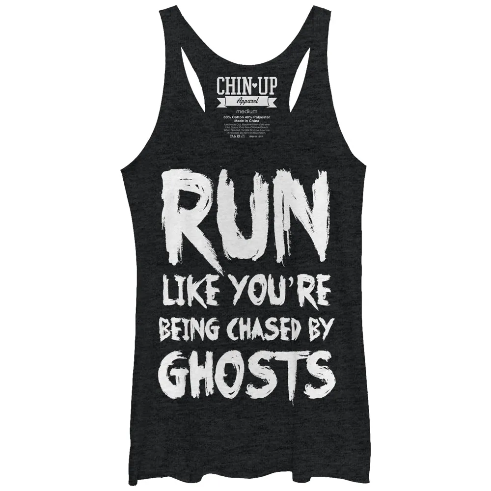 Women's CHIN UP Run You're Being Chased by Ghosts Racerback Tank Top sold by Chin Up Apparel