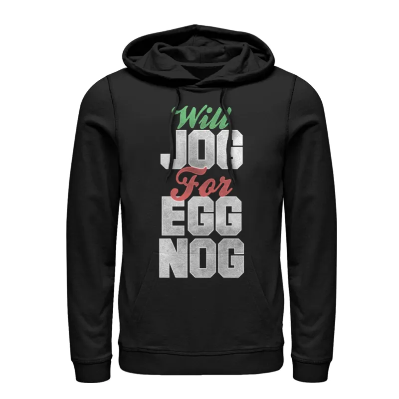 Women's CHIN UP Christmas Jog for Egg Nog Pull Over Hoodie sold by Chin Up Apparel