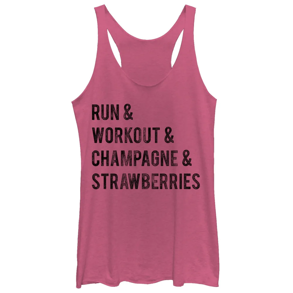 Women's CHIN UP Champagne and Strawberries Racerback Tank Top sold by Chin Up Apparel