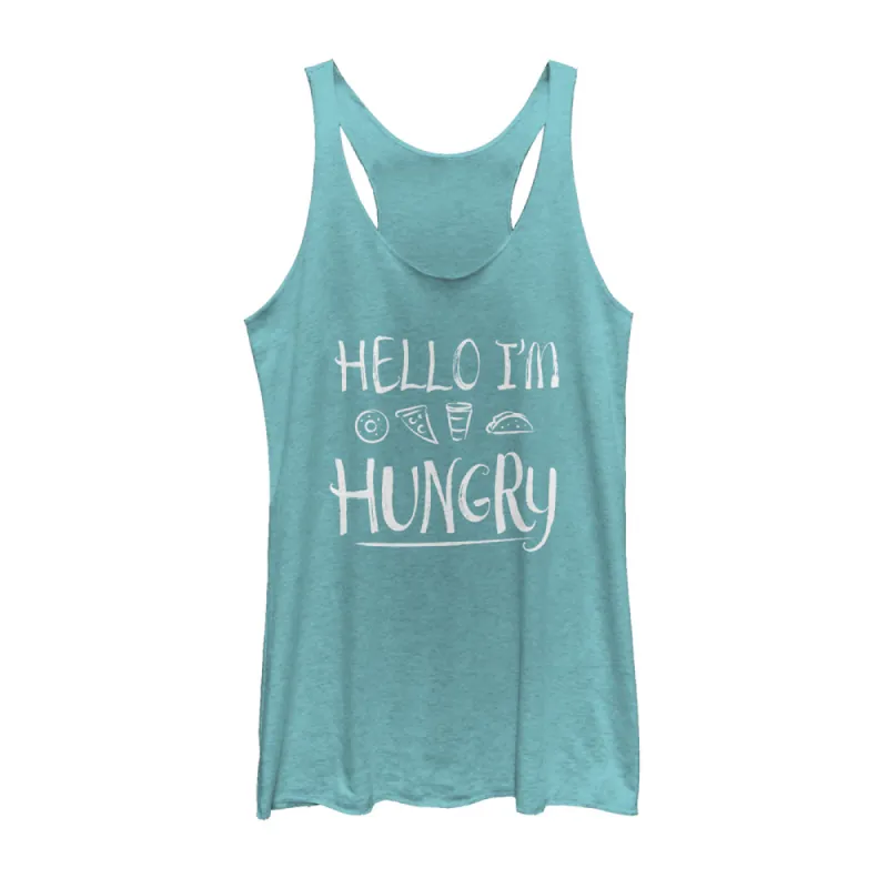 Women's CHIN UP Hello I'm Hungry Racerback Tank Top sold by Chin Up Apparel