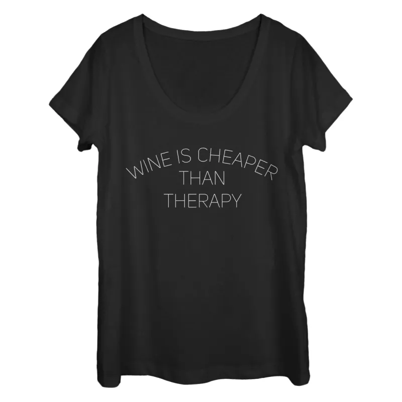 Women's CHIN UP Wine is Cheaper Than Therapy Scoop Neck sold by Chin Up Apparel