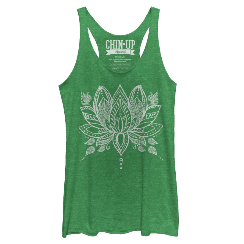 Women's CHIN UP Henna Lotus Flower Racerback Tank Top sold by Chin Up Apparel