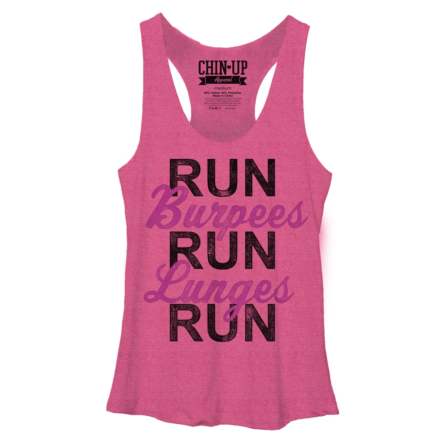 Women's CHIN UP Run Burpees Lunges Racerback Tank Top sold by Chin Up Apparel