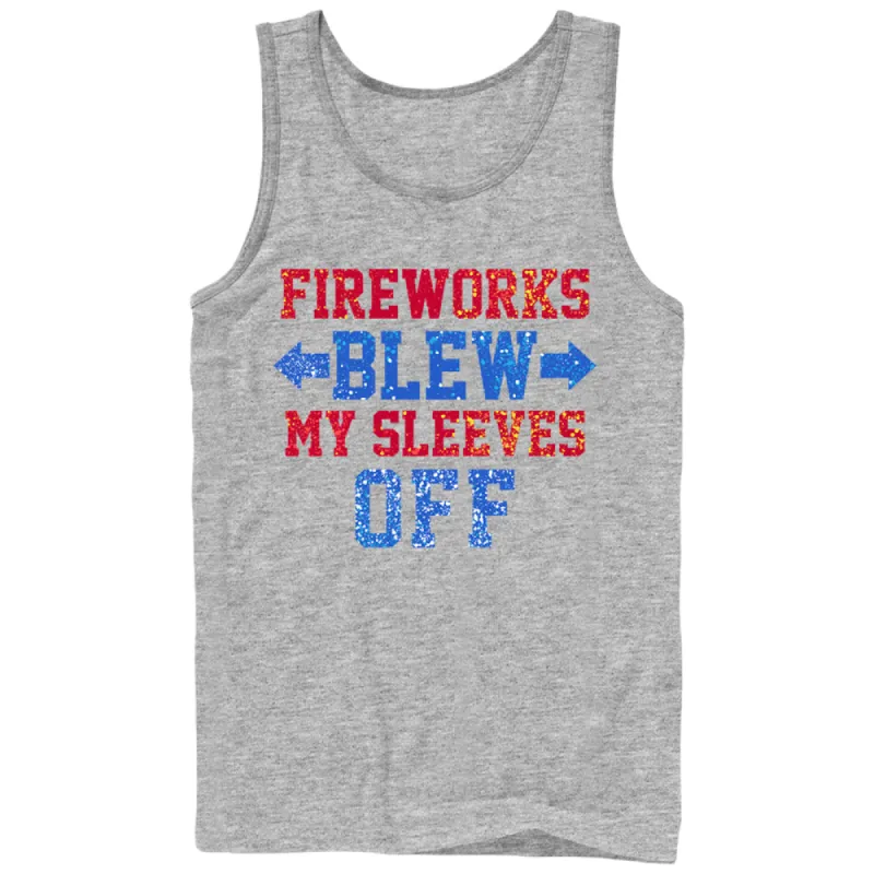 Men's CHIN UP 4th of July Fireworks Blew My Sleeves Off Tank Top sold by Chin Up Apparel
