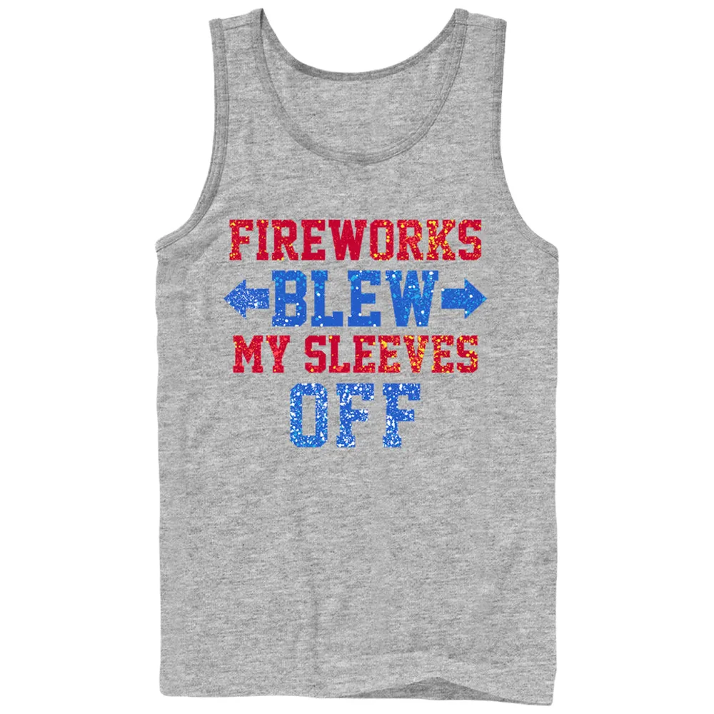 Men's CHIN UP 4th of July Fireworks Blew My Sleeves Off Tank Top sold by Chin Up Apparel