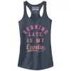 Junior's CHIN UP Running Late is My Cardio Racerback Tank Top sold by Chin Up Apparel
