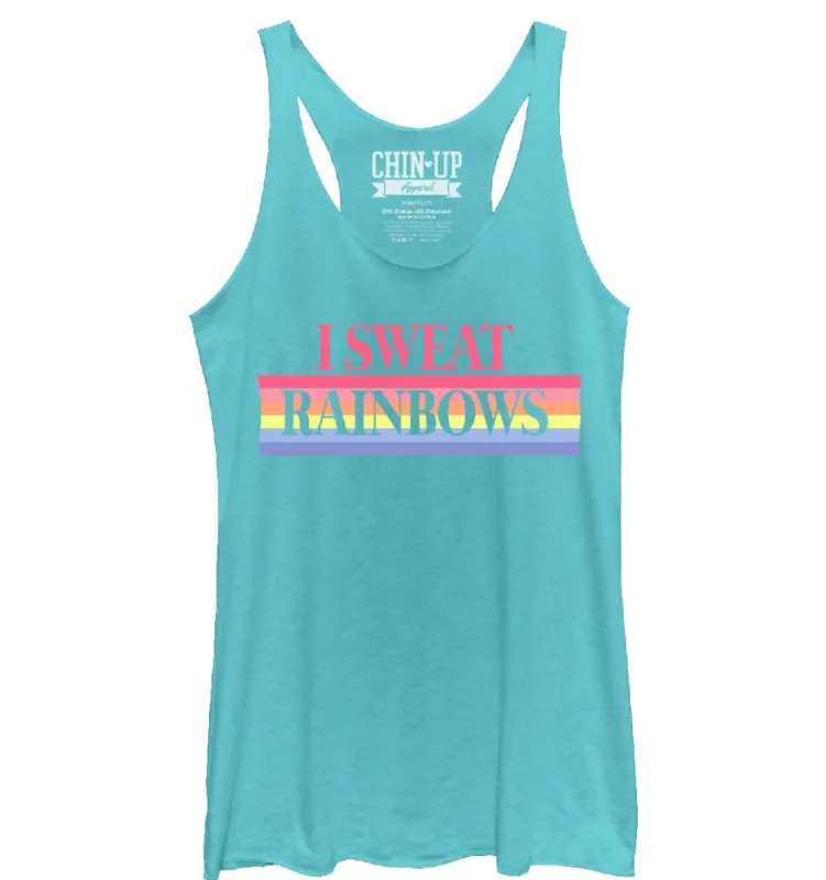 Women's CHIN UP I Sweat Rainbows Racerback Tank Top sold by Chin Up Apparel