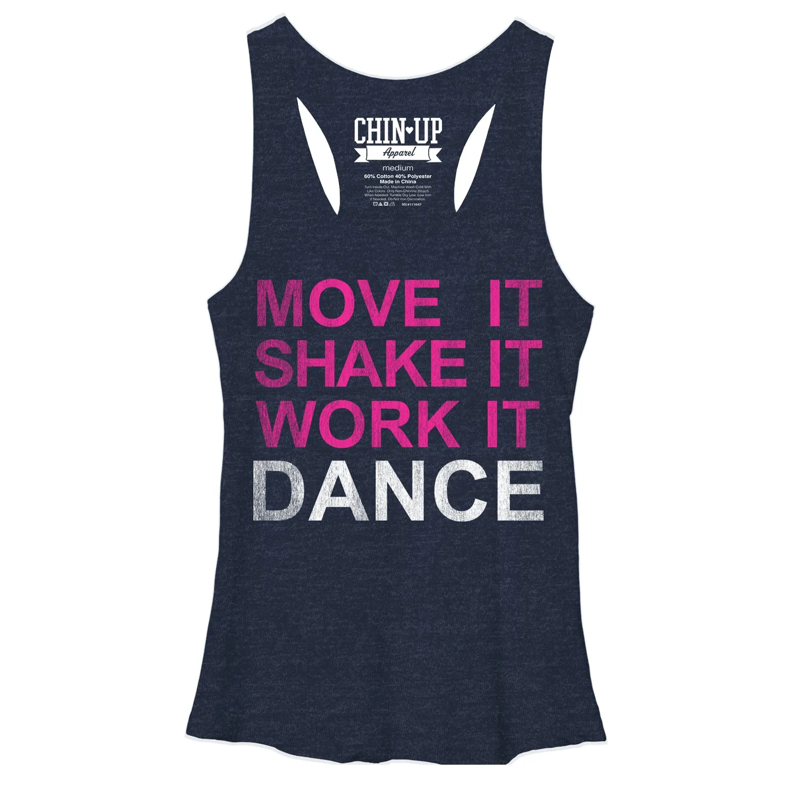 Women's CHIN UP Move it Shake it Work it Dance Racerback Tank Top sold by Chin Up Apparel
