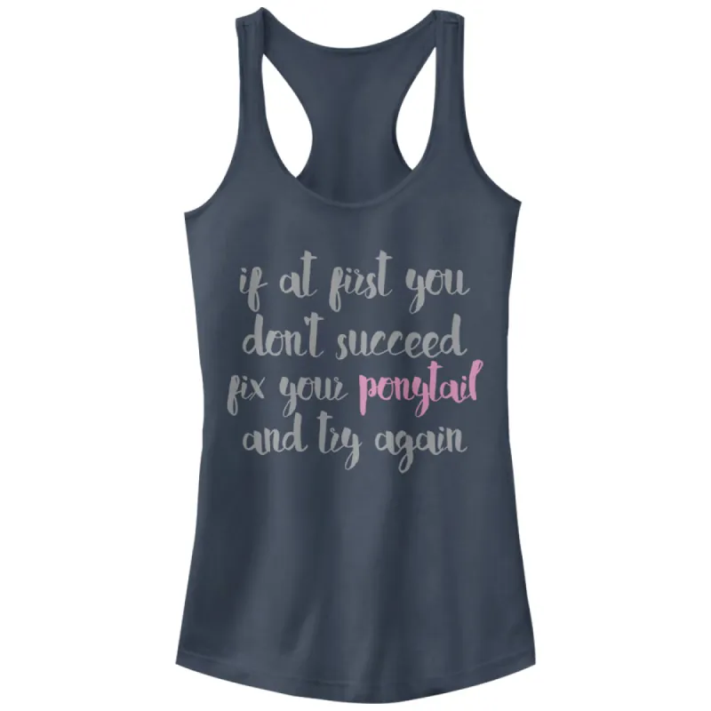 Junior's CHIN UP Fix Your Ponytail Racerback Tank Top sold by Chin Up Apparel