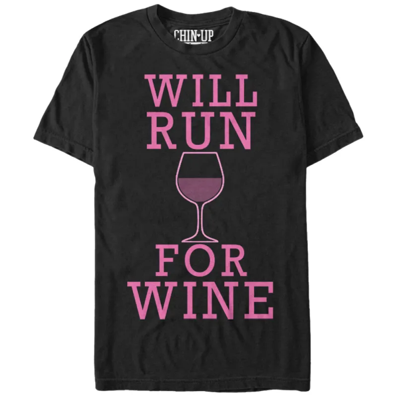 Women's CHIN UP Will Run For Wine Boyfriend Tee sold by Chin Up Apparel