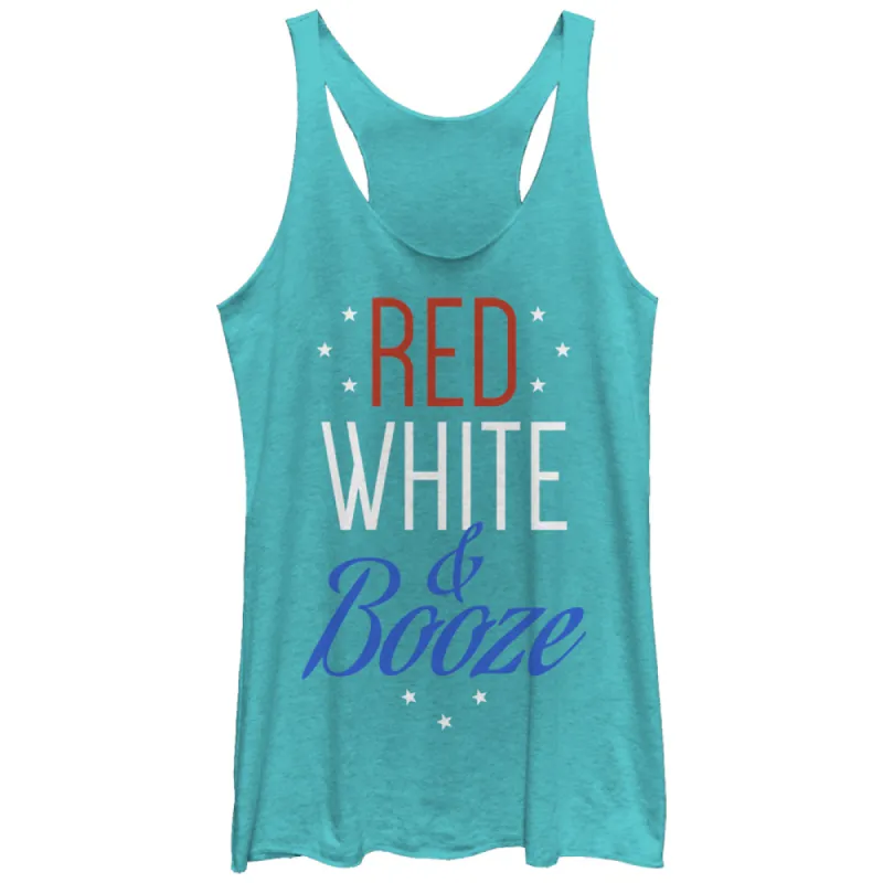 Women's CHIN UP 4th of July and Booze Racerback Tank Top sold by Chin Up Apparel