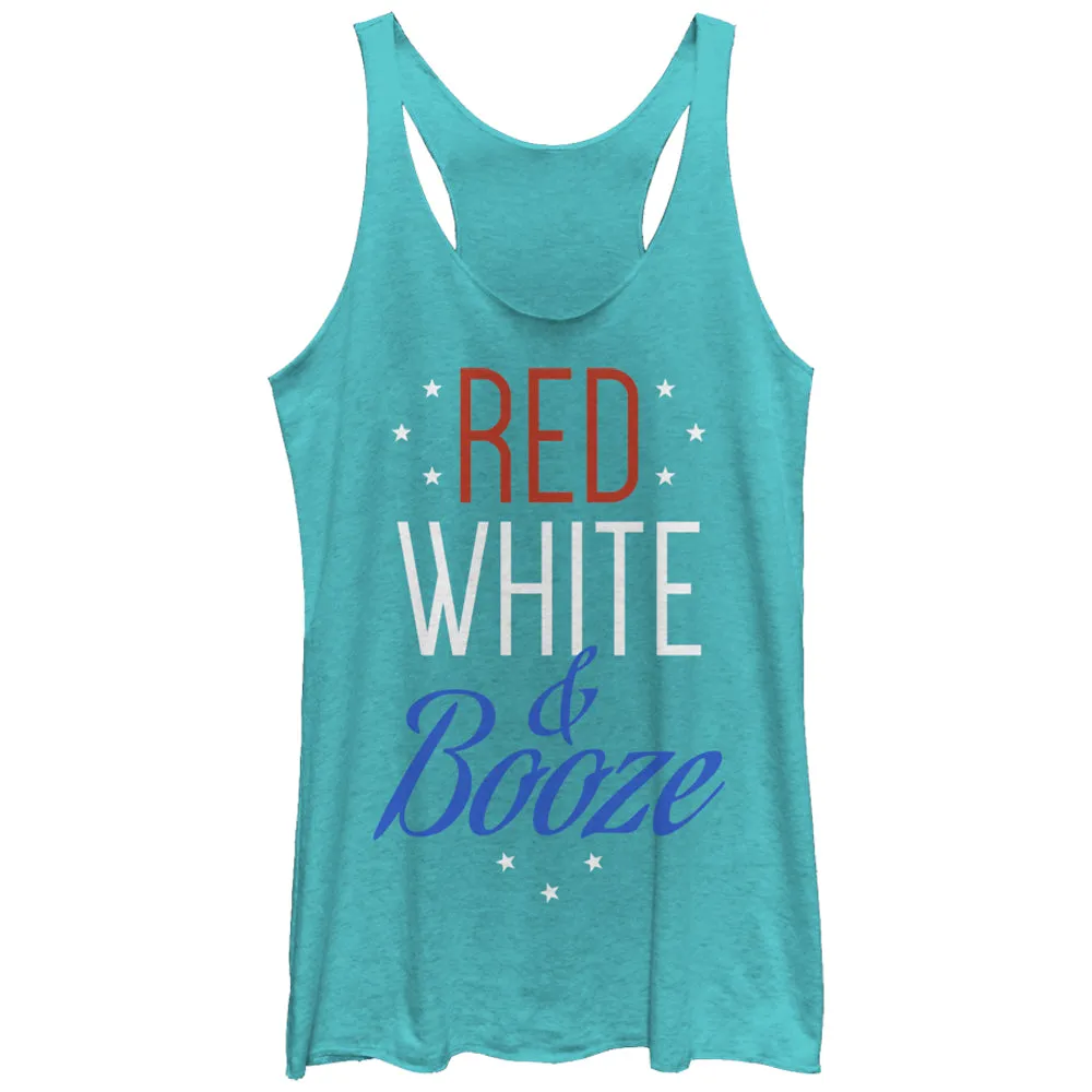 Women's CHIN UP 4th of July and Booze Racerback Tank Top sold by Chin Up Apparel