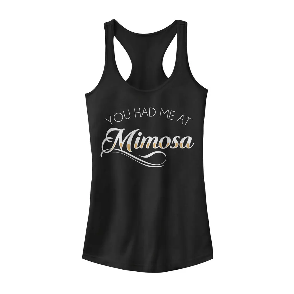 Junior's CHIN UP Had Me at Mimosa Racerback Tank Top sold by Chin Up Apparel
