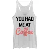 Women's CHIN UP You Had Me at Coffee Racerback Tank Top sold by Chin Up Apparel
