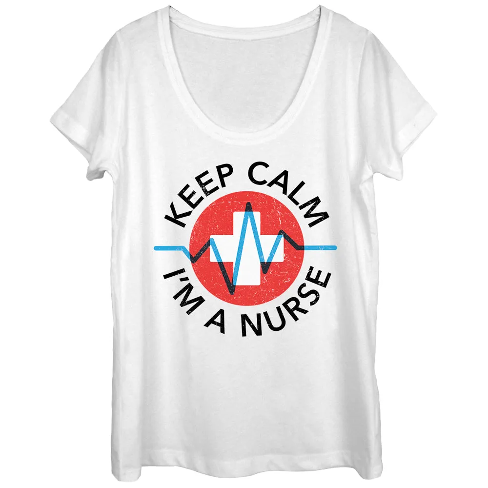 Women's CHIN UP Keep Calm I'm a Nurse Scoop Neck sold by Chin Up Apparel