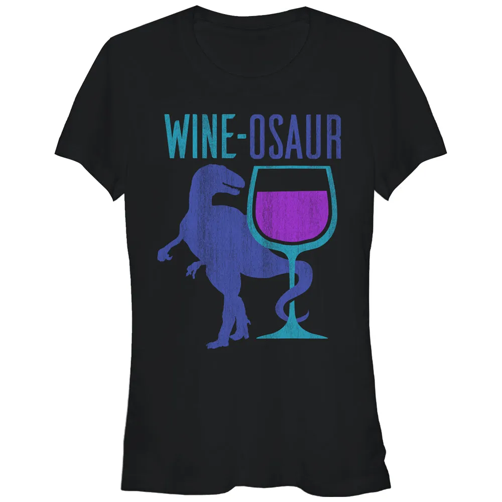Junior's CHIN UP Wine Dinosaur T-Shirt sold by Chin Up Apparel