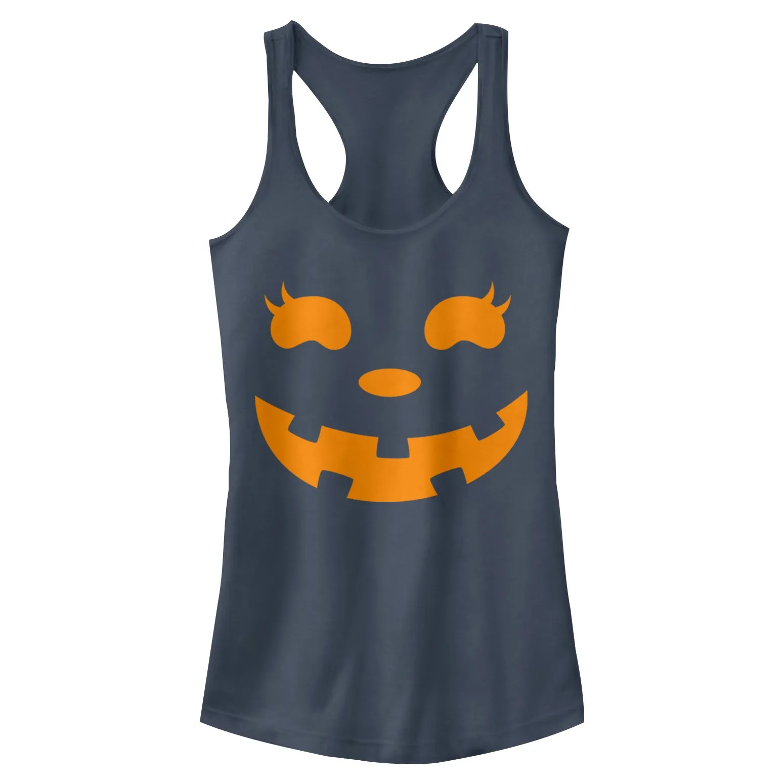 Junior's CHIN UP Halloween Jack o' Lantern Face Racerback Tank Top sold by Chin Up Apparel product image thumbnail 2