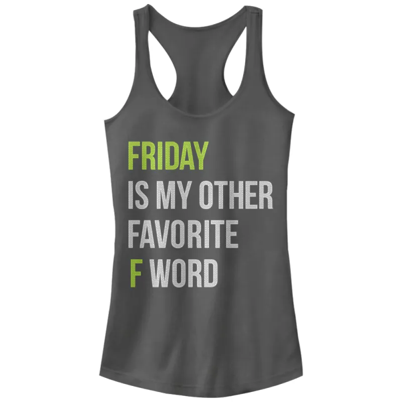 Junior's CHIN UP Friday is My Other Favorite F Word Racerback Tank Top sold by Chin Up Apparel