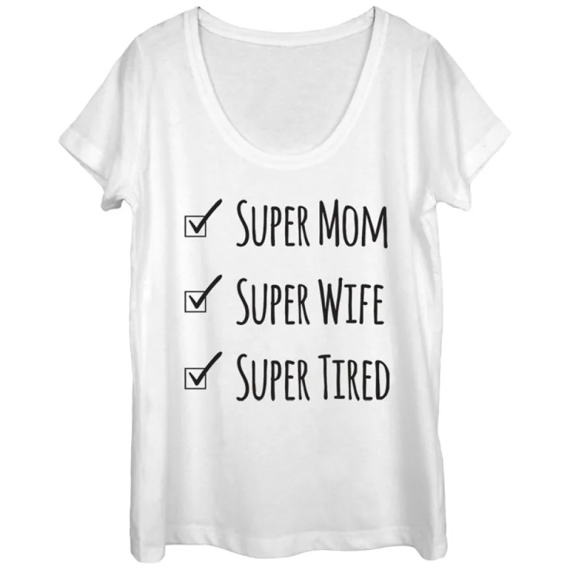 Women's CHIN UP Super Mom Super Tired Scoop Neck sold by Chin Up Apparel