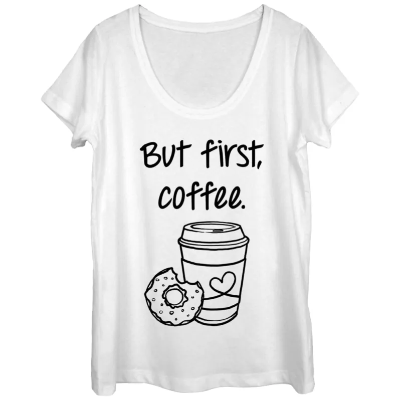 Women's CHIN UP But First Coffee Cup Scoop Neck sold by Chin Up Apparel