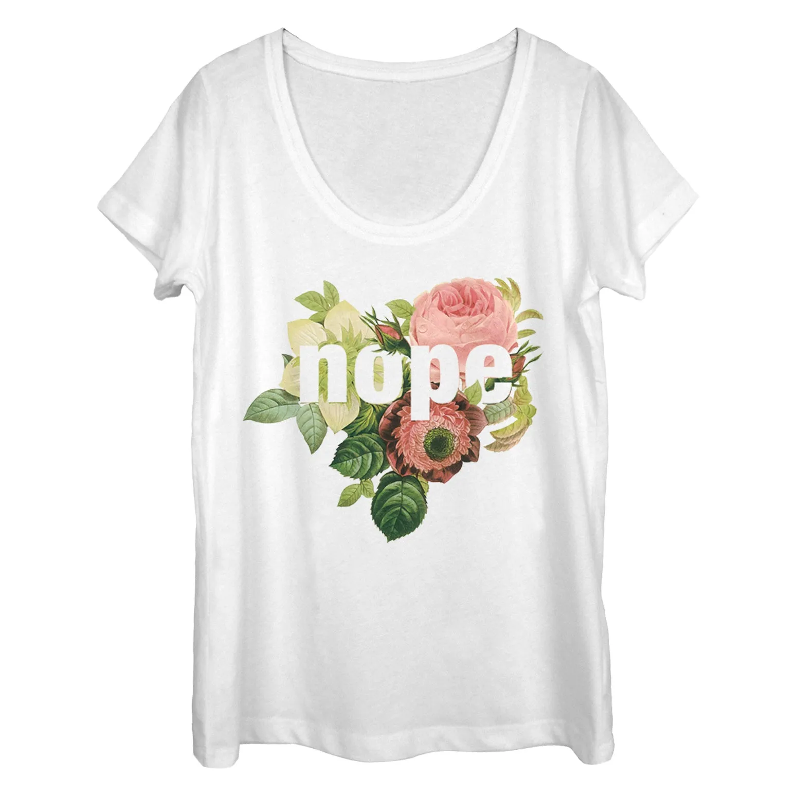Women's CHIN UP Nope Flowers Scoop Neck sold by Chin Up Apparel