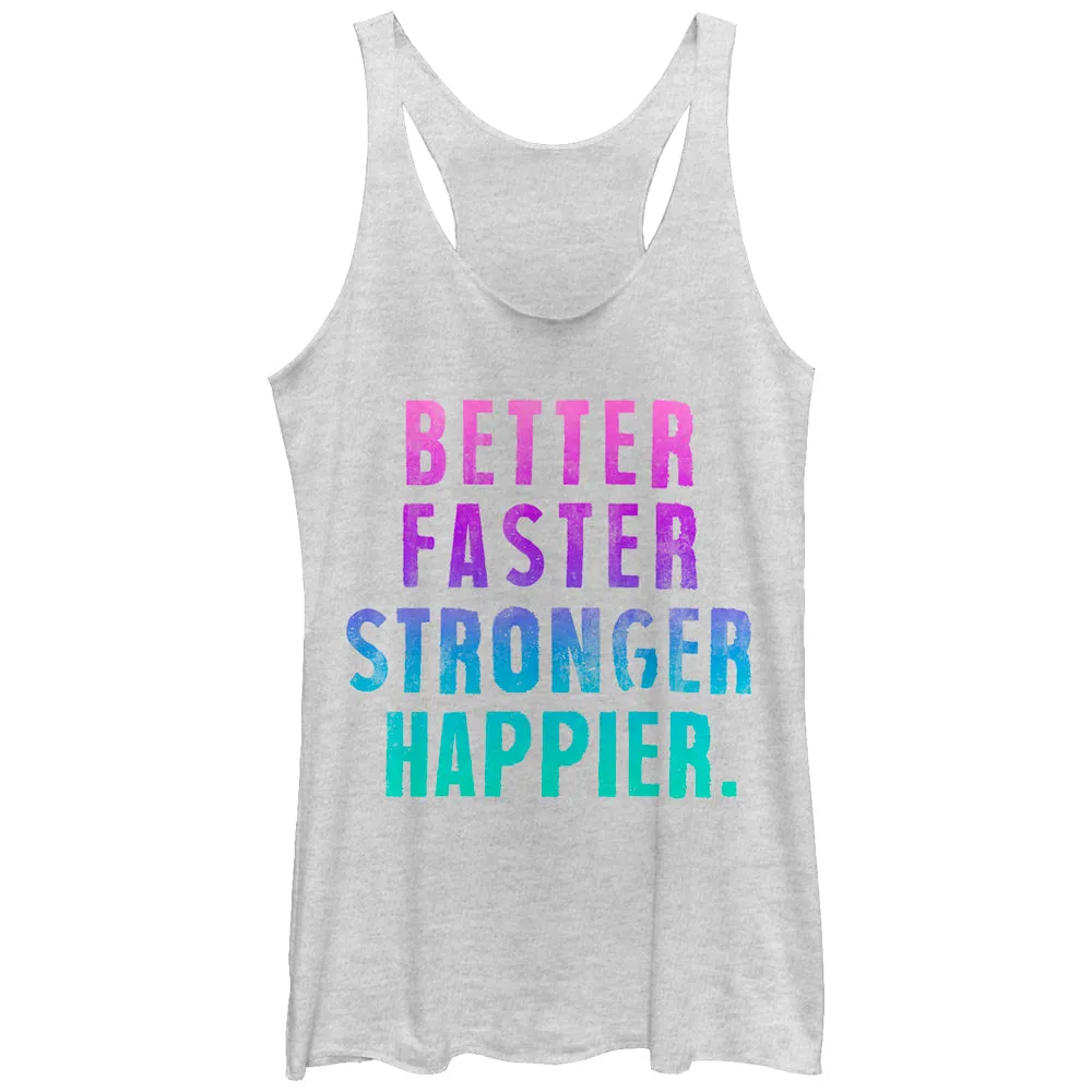 Women's CHIN UP Better Faster Stronger Happier Racerback Tank Top sold by Chin Up Apparel
