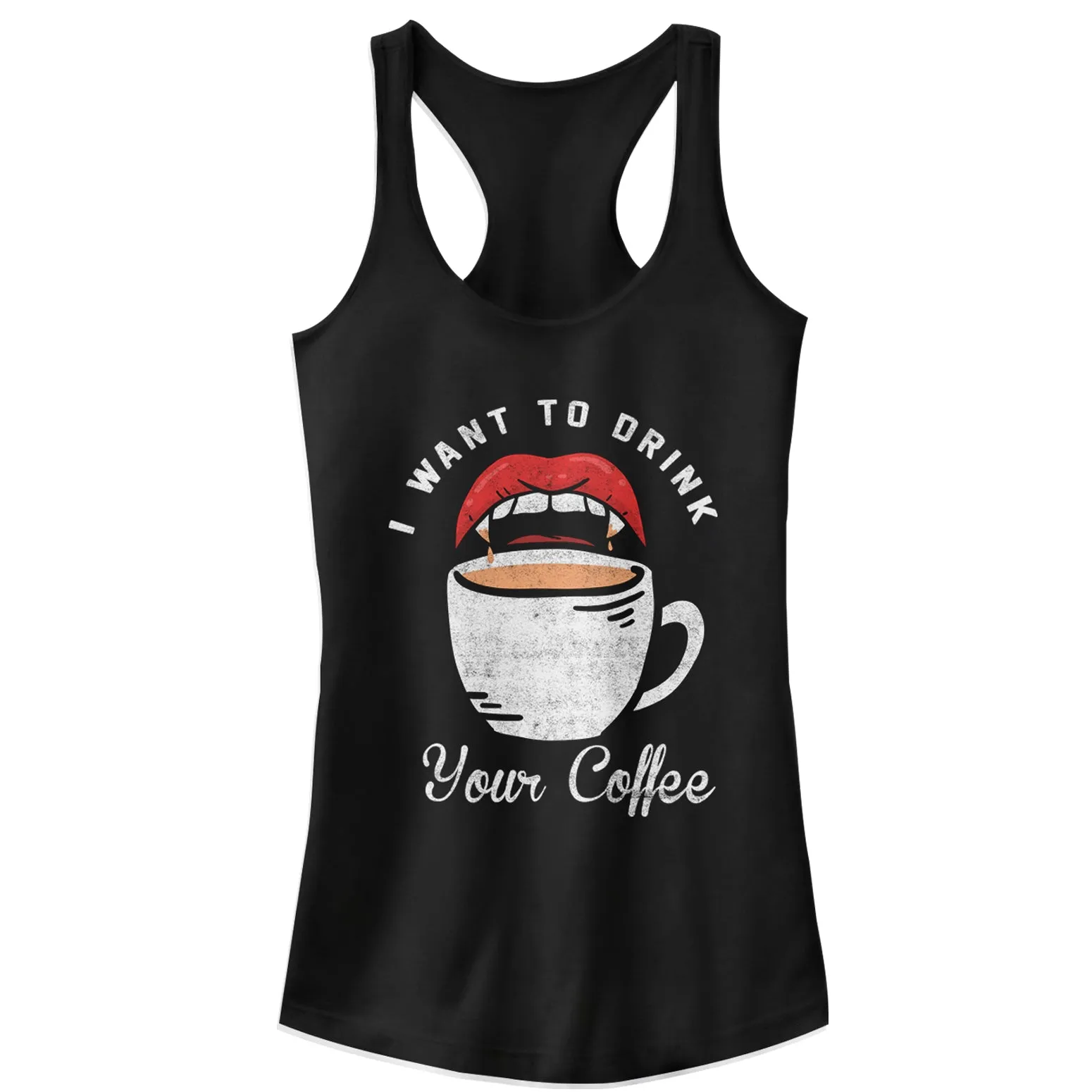 Junior's CHIN UP Halloween Want Your Coffee Racerback Tank Top sold by Chin Up Apparel