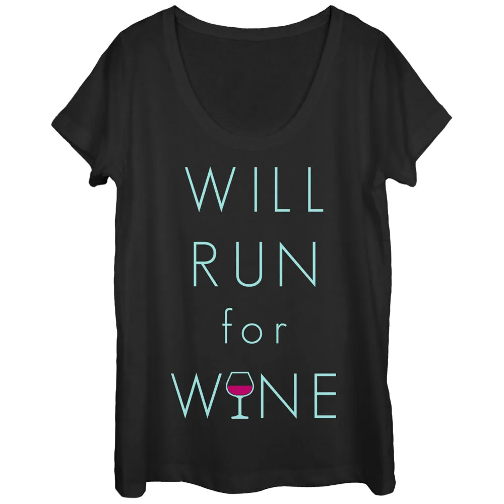 Women's CHIN UP Will Run For Wine Glass Scoop Neck sold by Chin Up Apparel