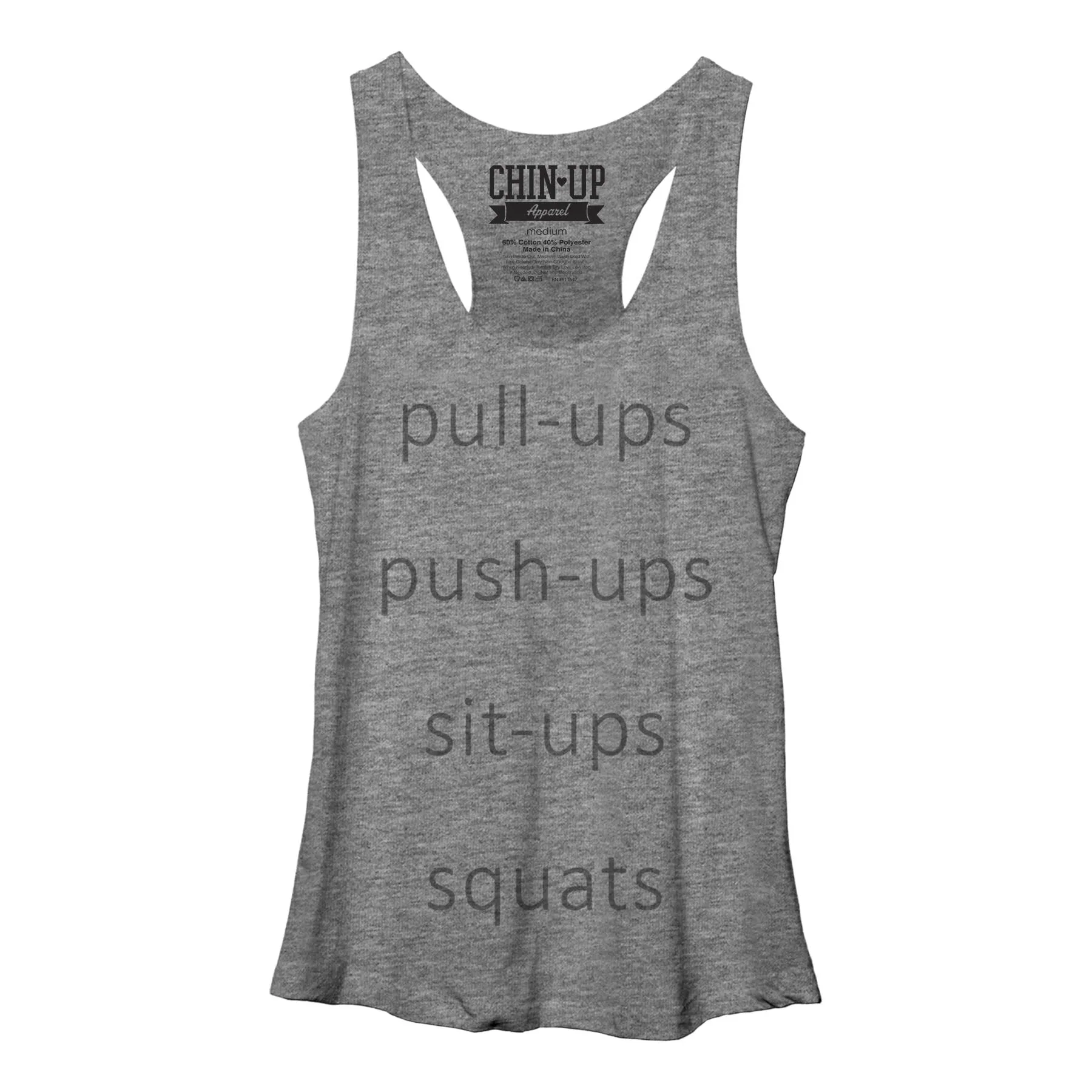 Women's CHIN UP Push-Ups Sit-Ups Squats Racerback Tank Top sold by Chin Up Apparel