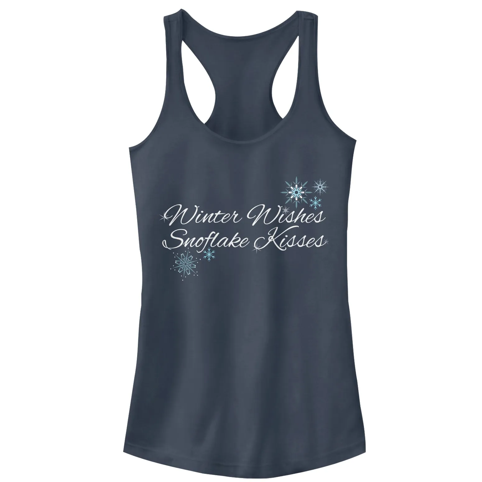 Junior's CHIN UP Winter Wishes & Snowflake Kisses Racerback Tank Top sold by Chin Up Apparel