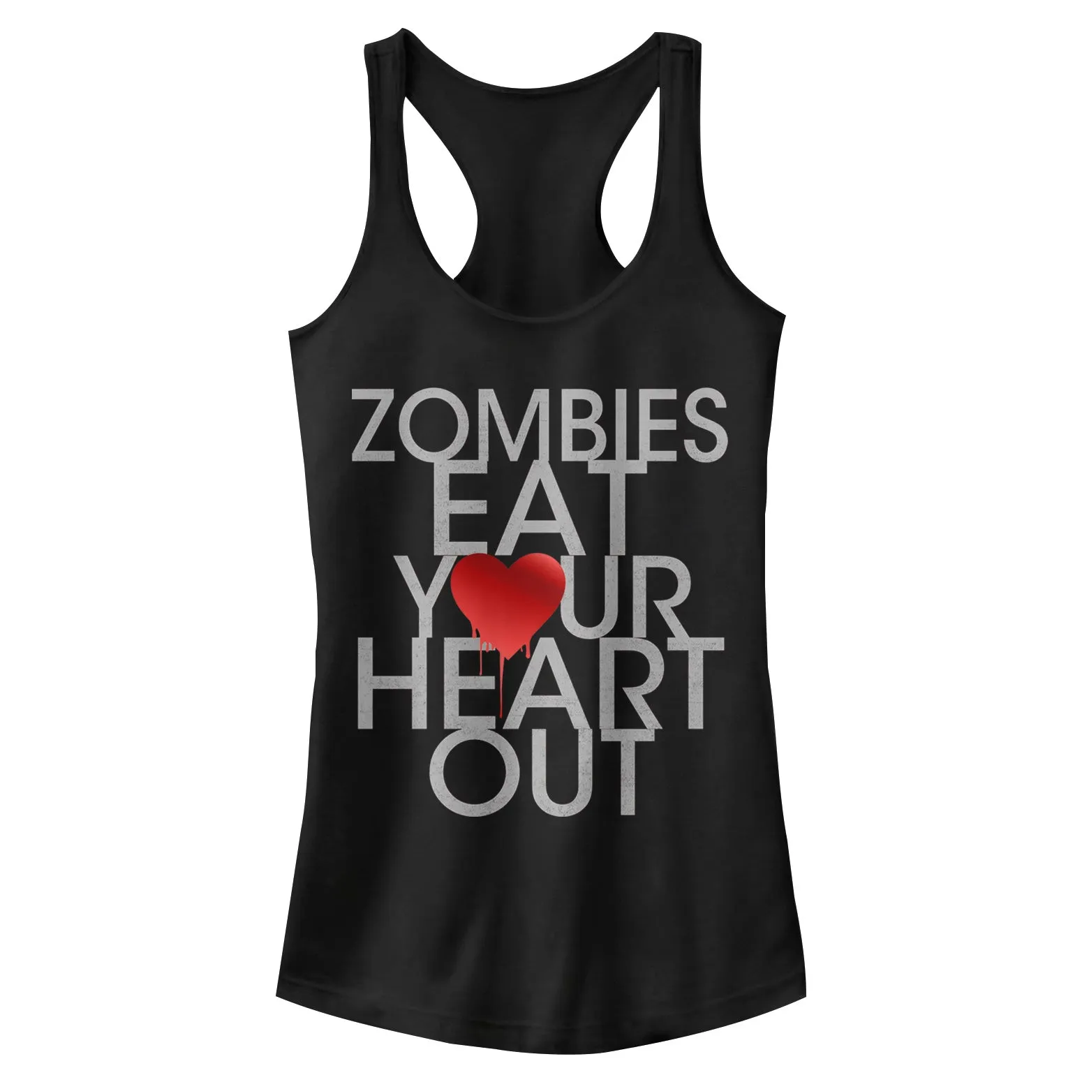 Junior's CHIN UP Halloween Zombies Eat Heart Out Racerback Tank Top sold by Chin Up Apparel
