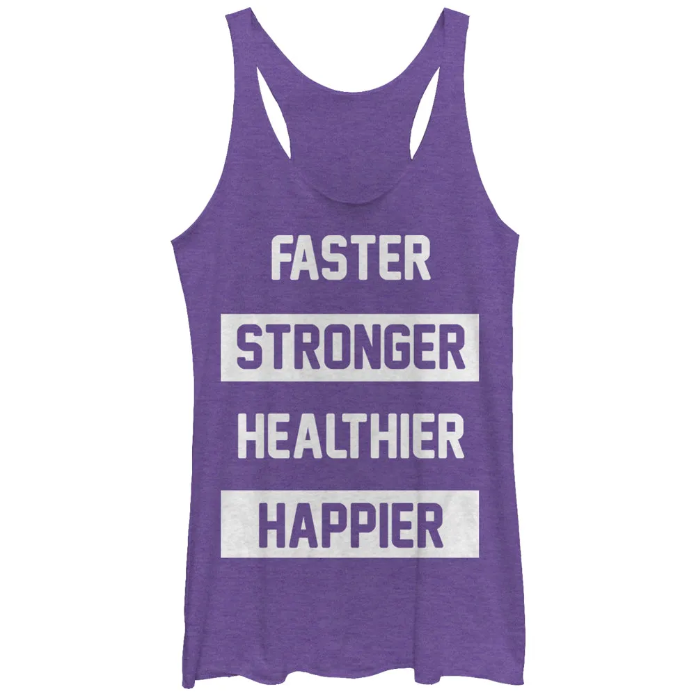 Women's CHIN UP Faster Stronger Healthier Happier Racerback Tank Top sold by Chin Up Apparel