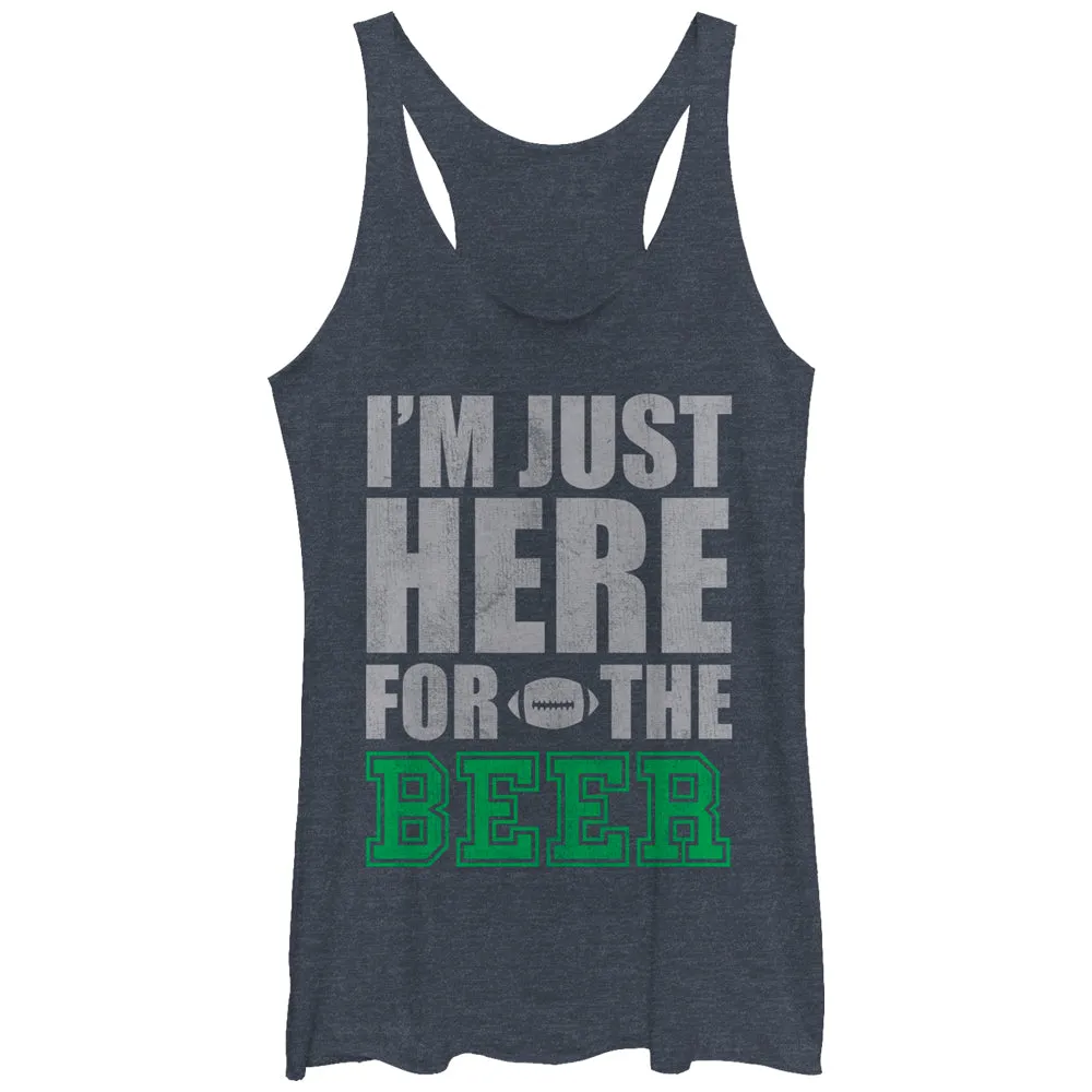 Women's CHIN UP Football Here for the Beer Racerback Tank Top sold by Chin Up Apparel