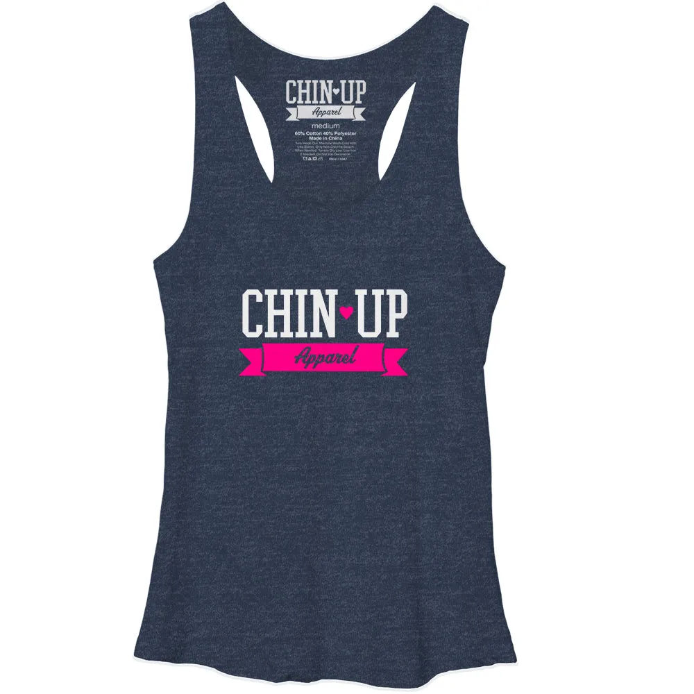 Women's CHIN UP Logo Ribbon Racerback Tank Top sold by Chin Up Apparel