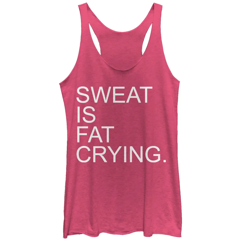 Women's CHIN UP Sweat is Fat Crying Racerback Tank Top sold by Chin Up Apparel