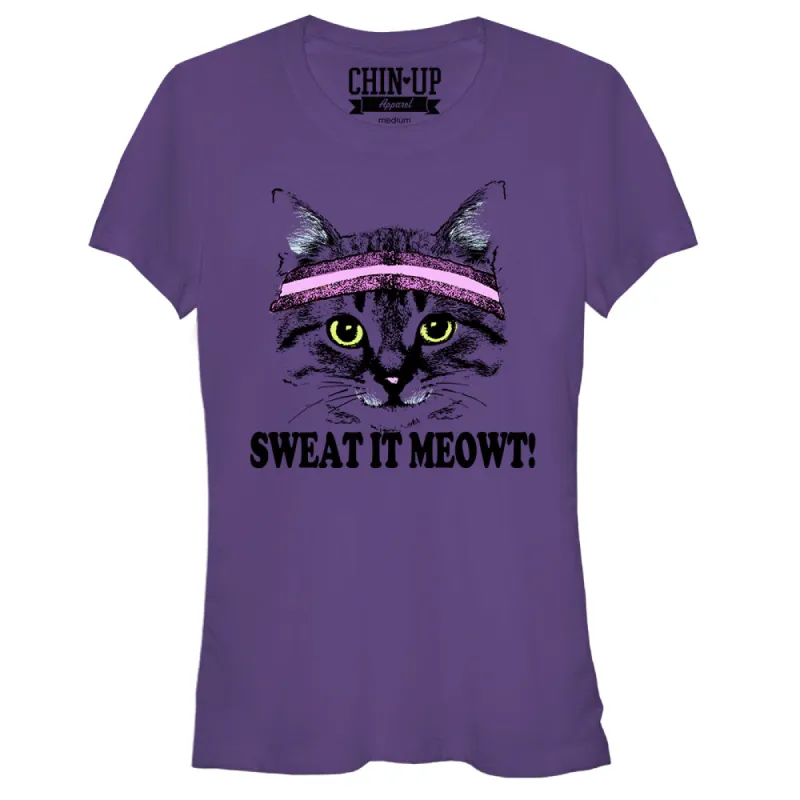 Junior's CHIN UP Sweat it Meowt T-Shirt sold by Chin Up Apparel