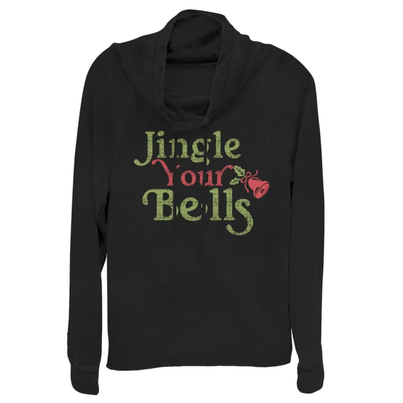 Junior's CHIN UP Christmas Jingle Your Bells Cowl Neck Sweatshirt sold by Chin Up Apparel