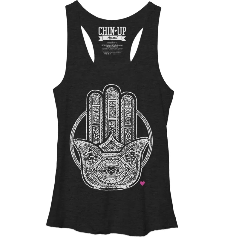 Women's CHIN UP Henna Hamsa Racerback Tank Top sold by Chin Up Apparel
