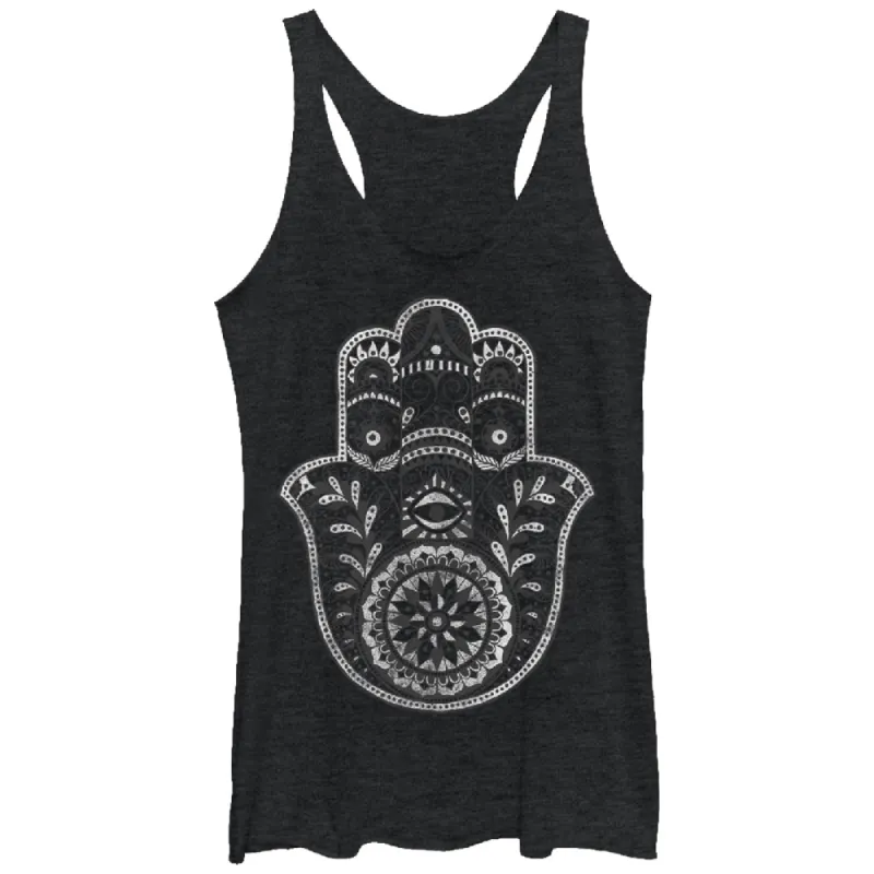 Women's CHIN UP Henna Hamsa Hand Racerback Tank Top sold by Chin Up Apparel