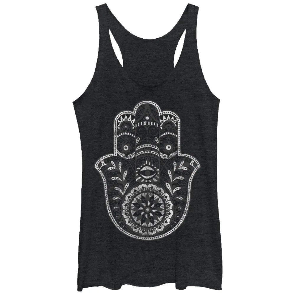 Women's CHIN UP Henna Hamsa Hand Racerback Tank Top sold by Chin Up Apparel