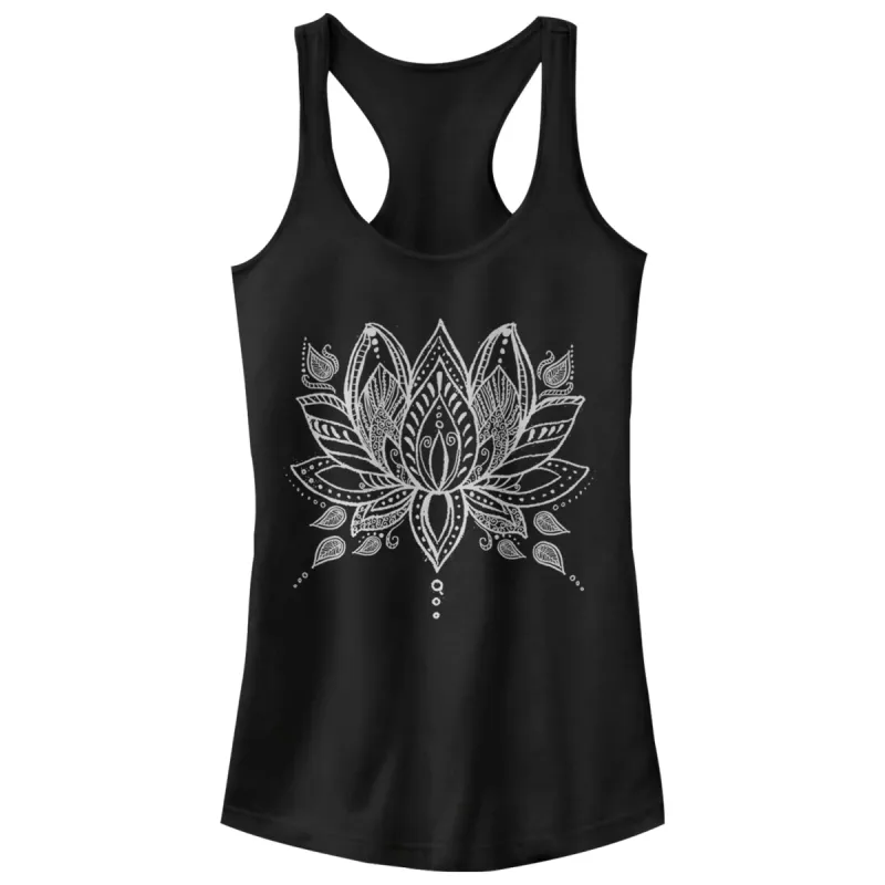 Junior's CHIN UP Henna Lotus Flower Racerback Tank Top sold by Chin Up Apparel