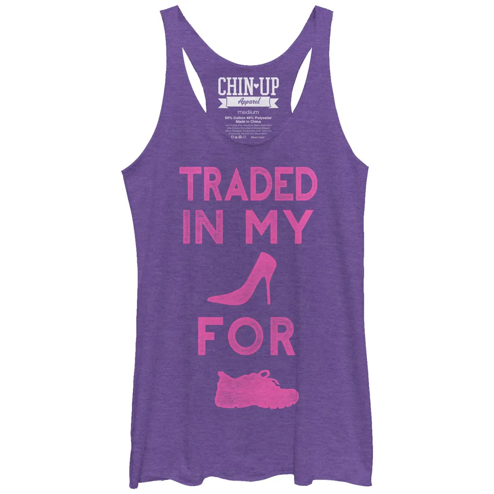 Women's CHIN UP Traded in My Heels Racerback Tank Top sold by Chin Up Apparel