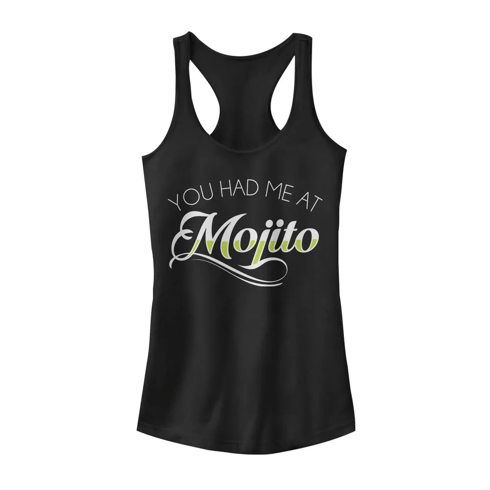 Junior's CHIN UP Had Me at Mojito Cursive Racerback Tank Top sold by Chin Up Apparel