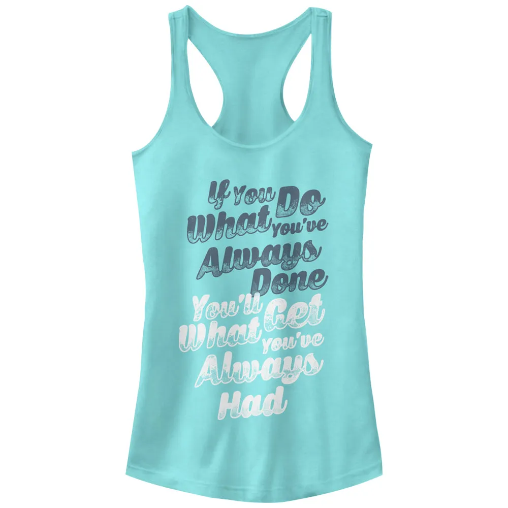 Junior's CHIN UP If You Do What You've Always Done Racerback Tank Top sold by Chin Up Apparel
