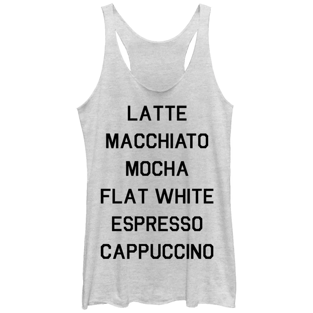 Women's CHIN UP Latte Macchiato Mocha Coffee Racerback Tank Top sold by Chin Up Apparel