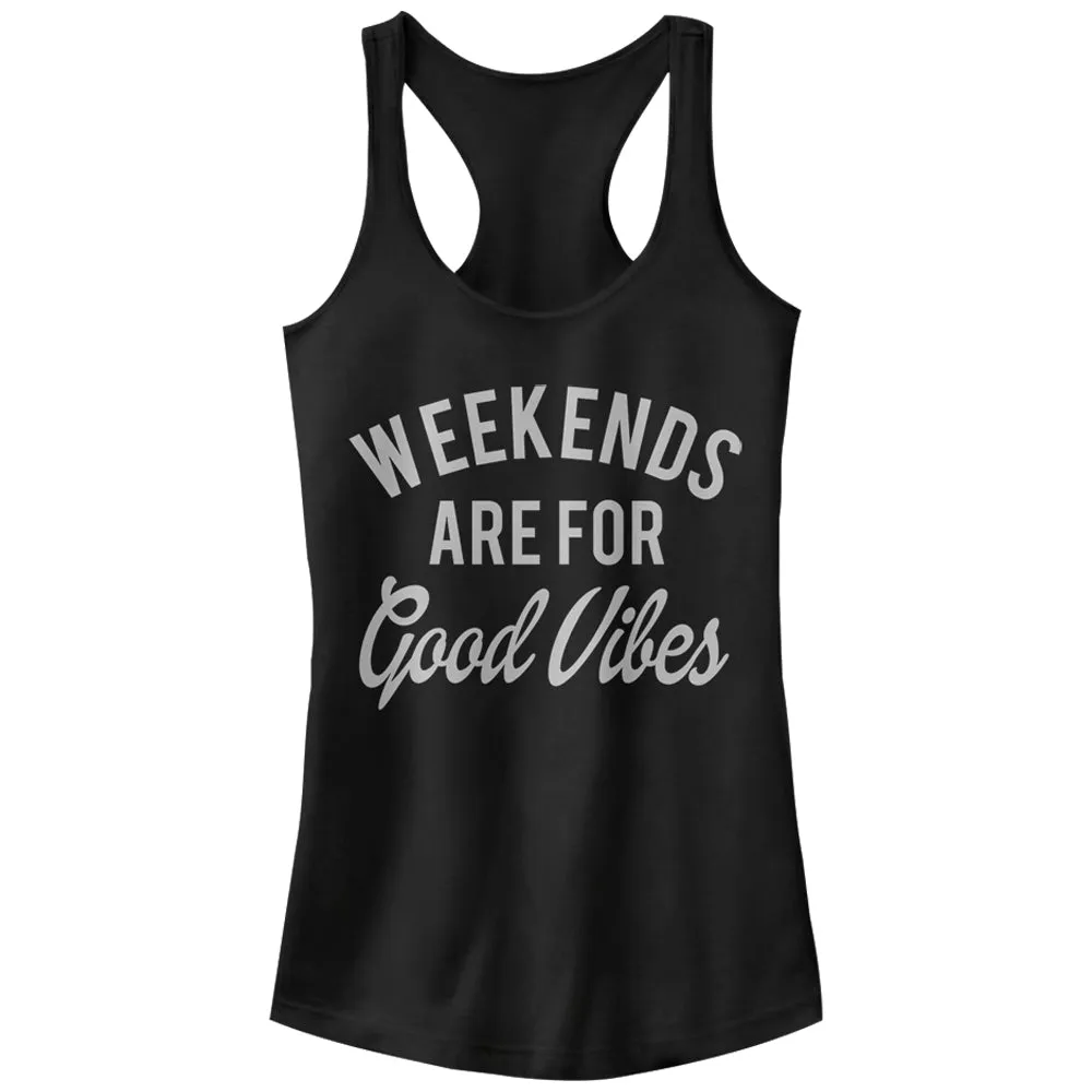 Junior's CHIN UP Weekends are for Good Vibes Racerback Tank Top sold by Chin Up Apparel