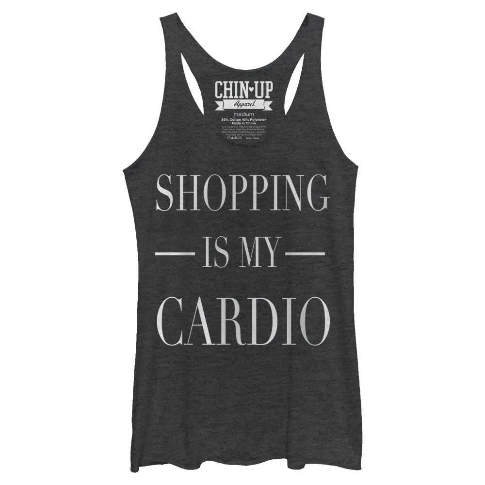 Women's CHIN UP Shopping is My Cardio Racerback Tank Top sold by Chin Up Apparel