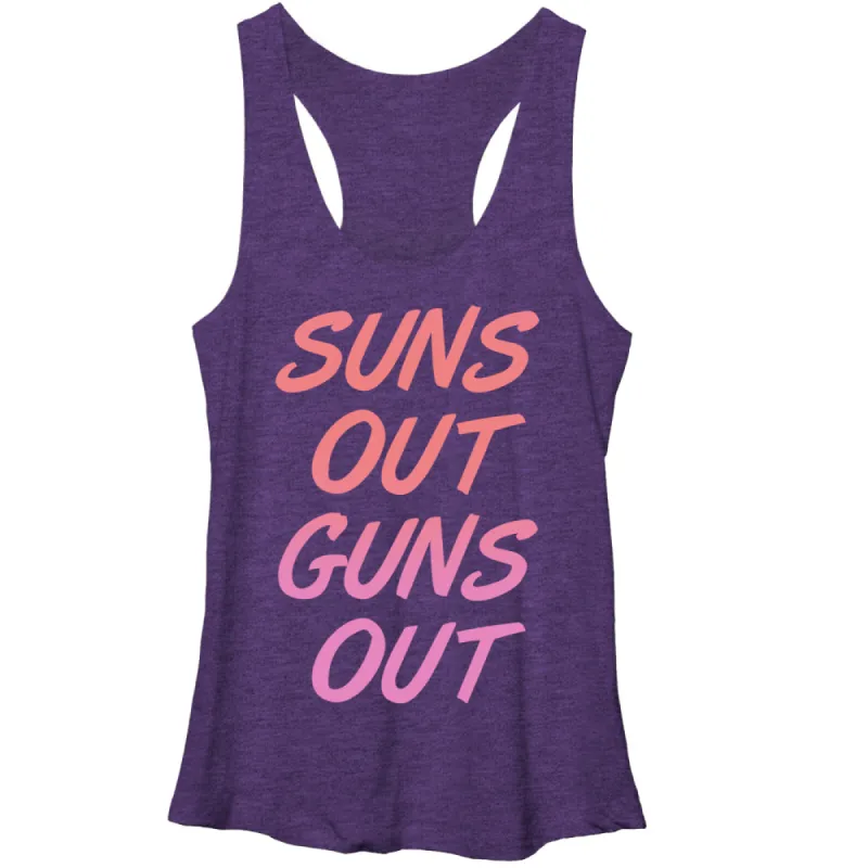 Women's CHIN UP Sun's Out Guns Out Racerback Tank Top sold by Chin Up Apparel