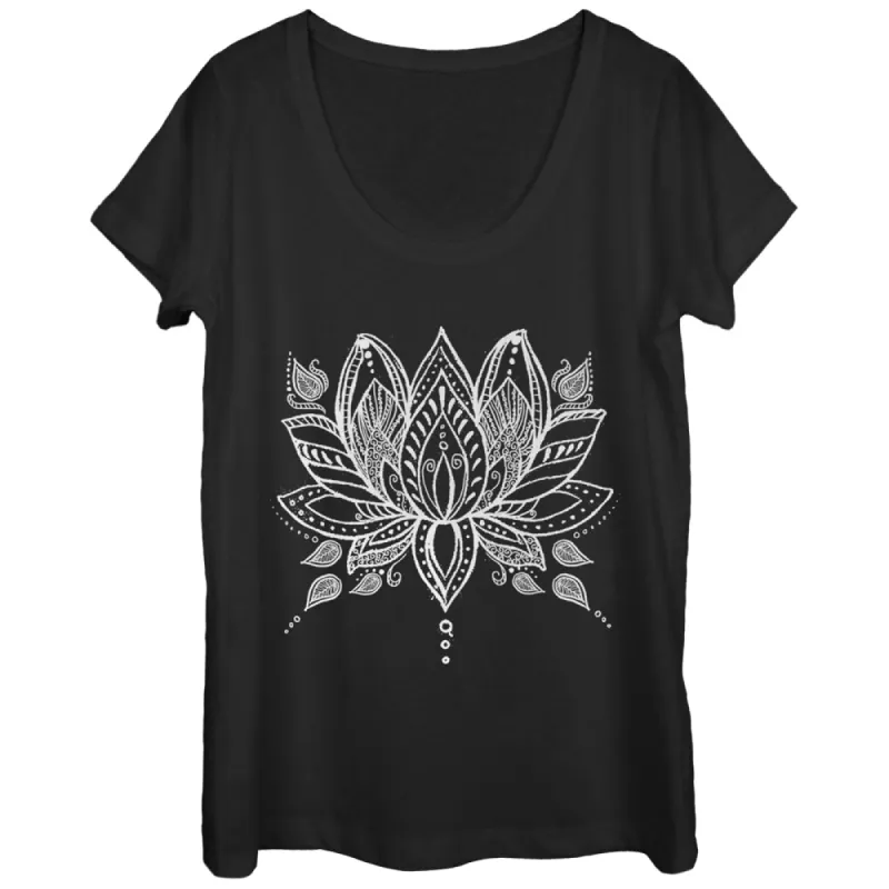 Women's CHIN UP Henna Lotus Flower Scoop Neck sold by Chin Up Apparel
