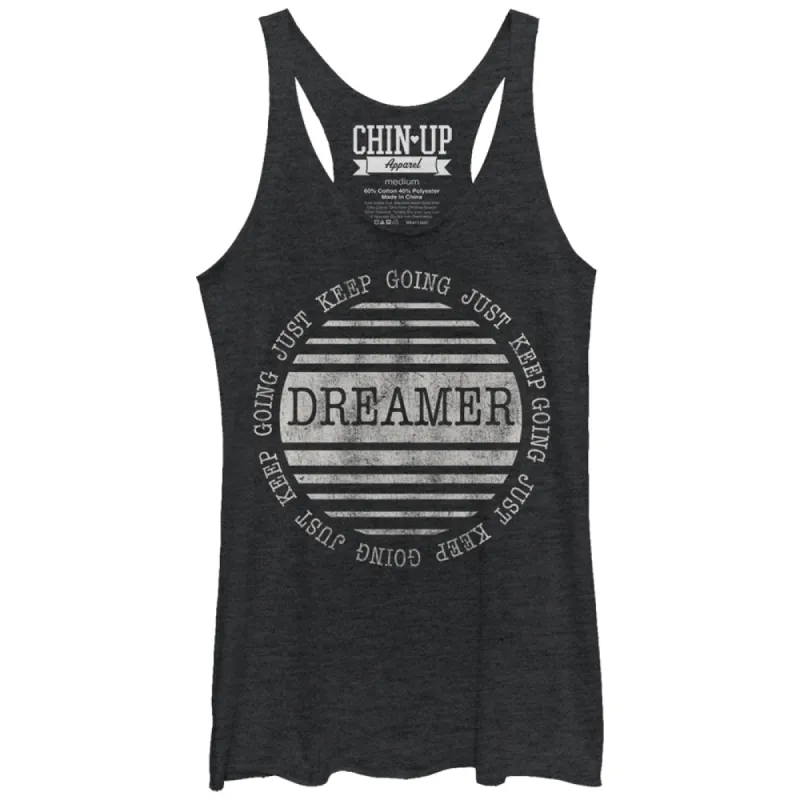 Women's CHIN UP Dreamer Just Keep Going Racerback Tank Top sold by Chin Up Apparel